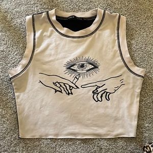 Shein 420 blunt hand and eye print tank top sz small